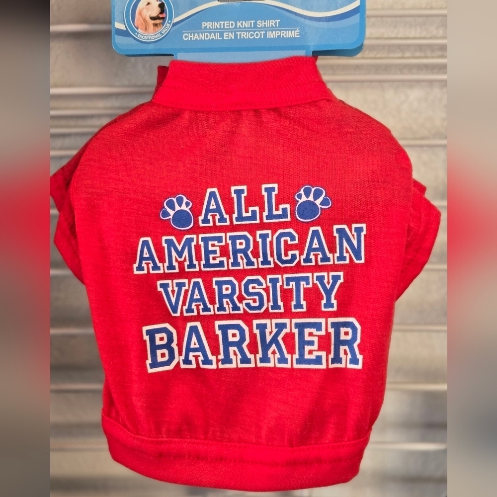 3/$20 Red All American Varsity Barker Dog Shirt
